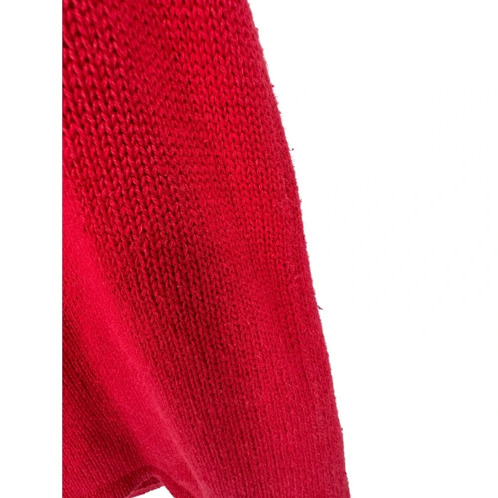 Tiara‎ International Sweater Vest Large Red Western Cowgirl Cactus Zip Vintage